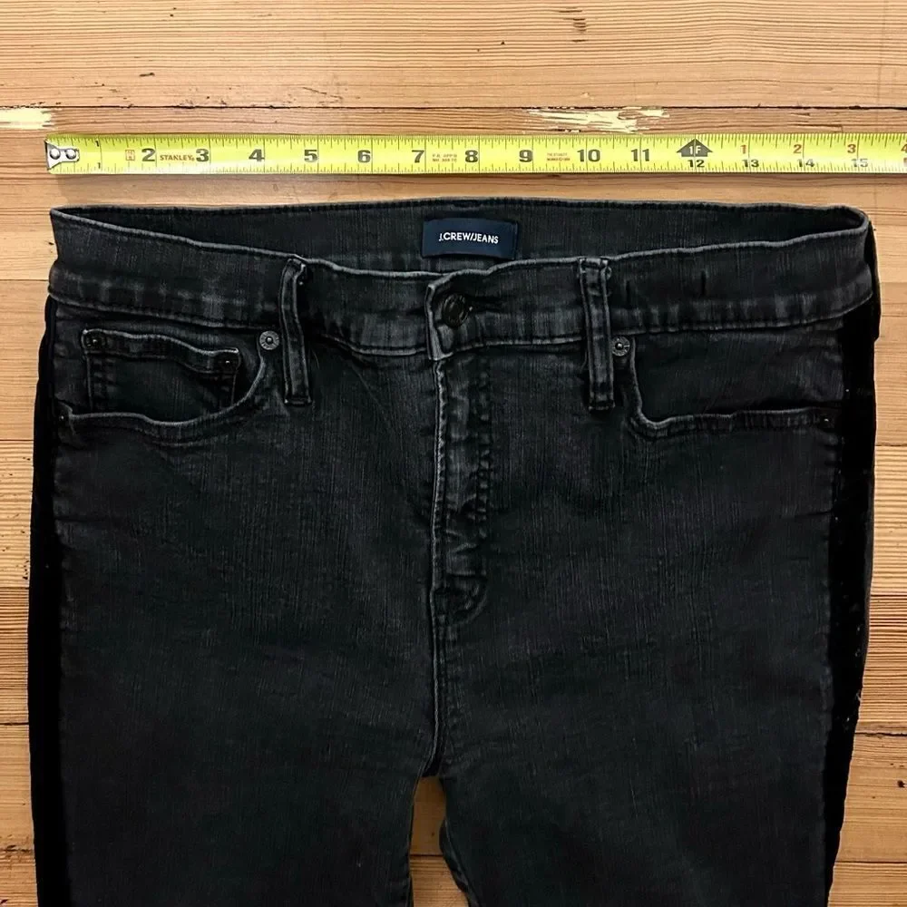 J. Crew 9” high rise skinny jeans velvet tux stripe. Size 31.